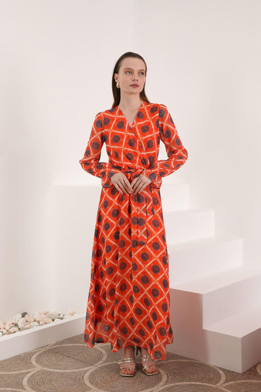 Sun Print Chiffon Dress