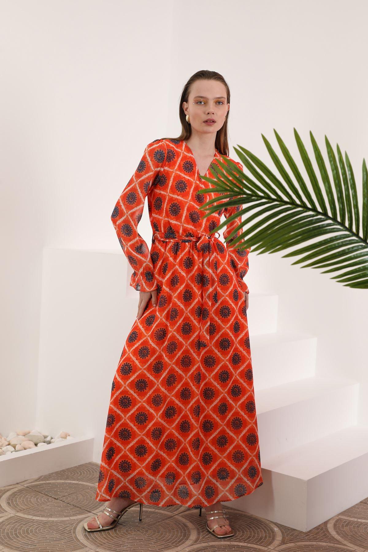 Sun Print Chiffon Dress